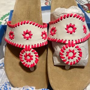 New in box Jack Rogers comfort sandal. Unique white and coral color. Size 8.5